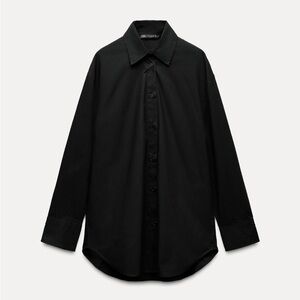 Oversized Shirt in Black poplin Zara